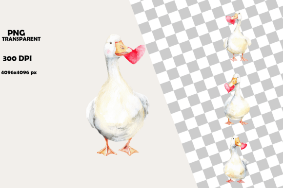 Download Cute Duck with Red Heart Clipart Design - Heart clipart design Collection