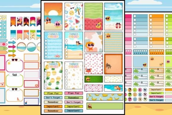 Download Summer Beach Themed Planner Stickers - Planner stickers Collection