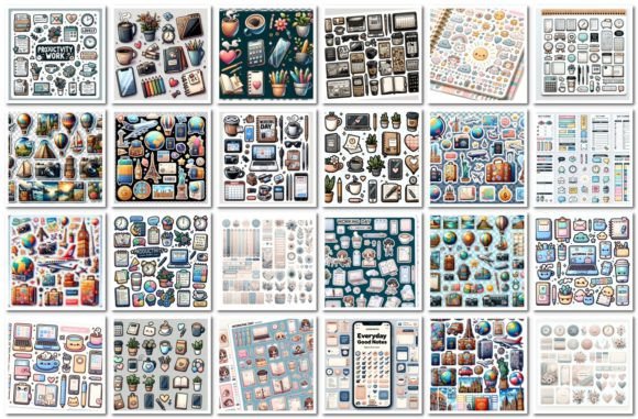 Download Midjourney Prompts for Planner Stickers - Planner stickers Collection