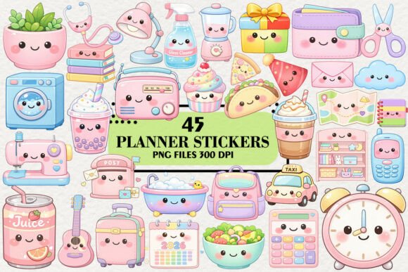 Download Kawaii Planner Stickers Clipart Bundle - Planner stickers Collection