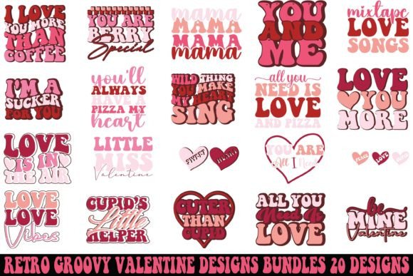 Download Retro Groovy Valentine Designs Bundles - Valentine designs Collection